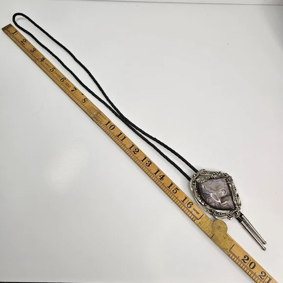 Stan Davidson Sterling Silver Brutalist Modernist Bolo Tie Large Stone 97g - Picture 10 of 13